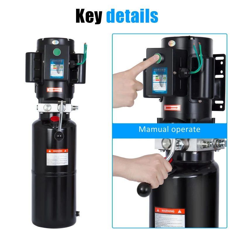 HONYTA  Hydraulic Power Unit 220V AC Motor with 2.64 Gallon/ 10 Quart Iron Oil Tank Manual Control Hydraulic Power Pack Hydraulic Pump for Dump Trailer Car Lifting