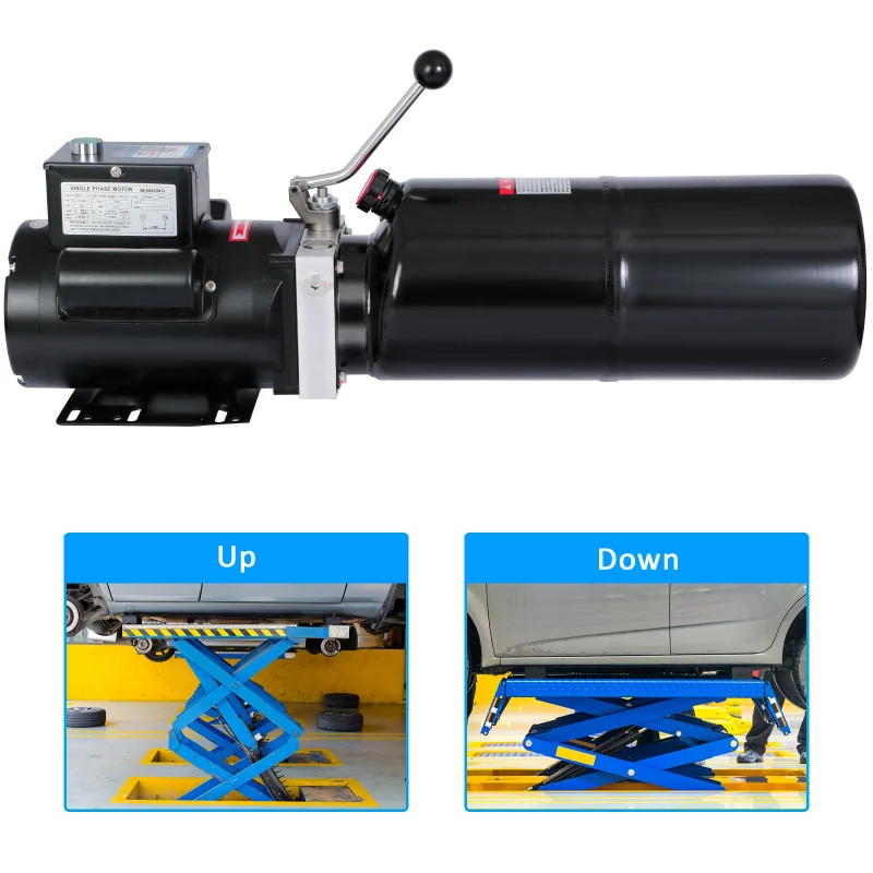 HONYTA  Hydraulic Power Unit 220V AC Motor with 2.64 Gallon/ 10 Quart Iron Oil Tank Manual Control Hydraulic Power Pack Hydraulic Pump for Dump Trailer Car Lifting