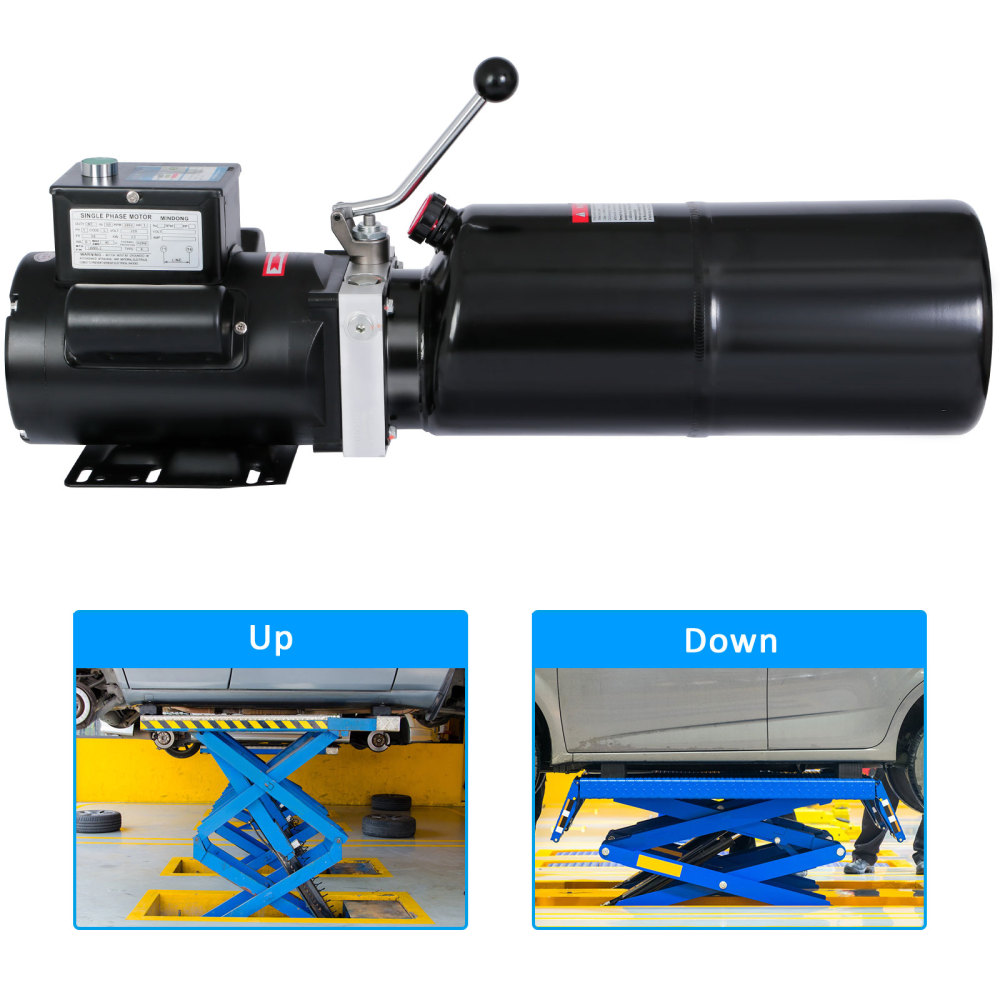 HONYTA  Hydraulic Power Unit 220V AC Motor with 2.64 Gallon/ 10 Quart Iron Oil Tank Manual Control Hydraulic Power Pack Hydraulic Pump for Dump Trailer Car Lifting