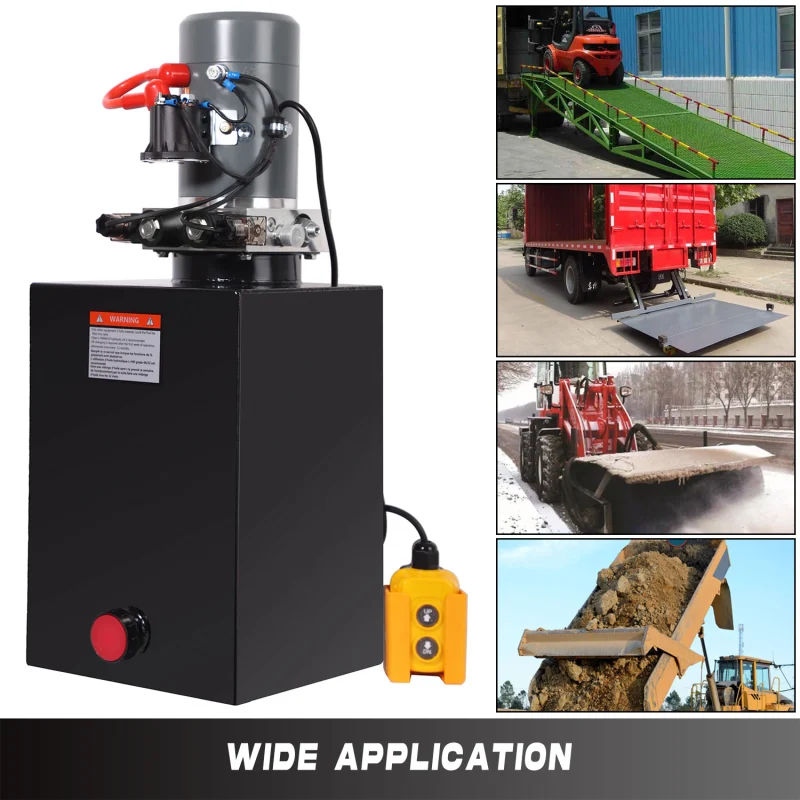 HONYTA Car Lift Hydraulic Power Unit with 15 Quart Iron Oil Tank 12V DC Motor Double Acting Performance Pump for Lifting Dump Trailer