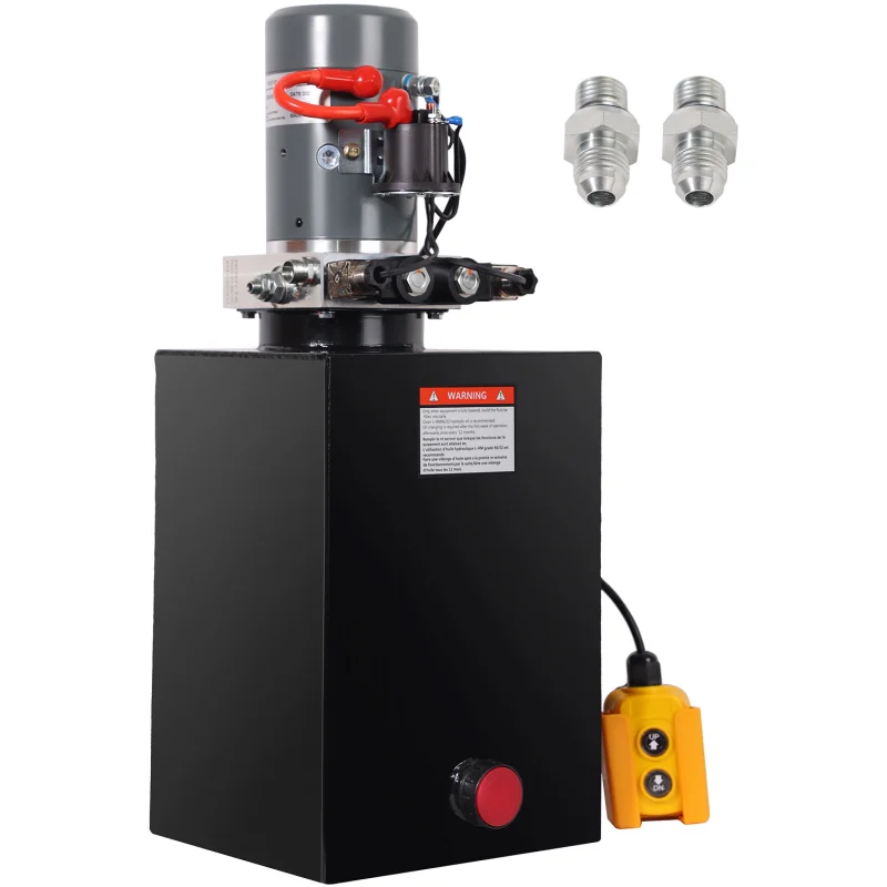 HONYTA Car Lift Hydraulic Power Unit with 15 Quart Iron Oil Tank 12V DC Motor Double Acting Performance Pump for Lifting Dump Trailer