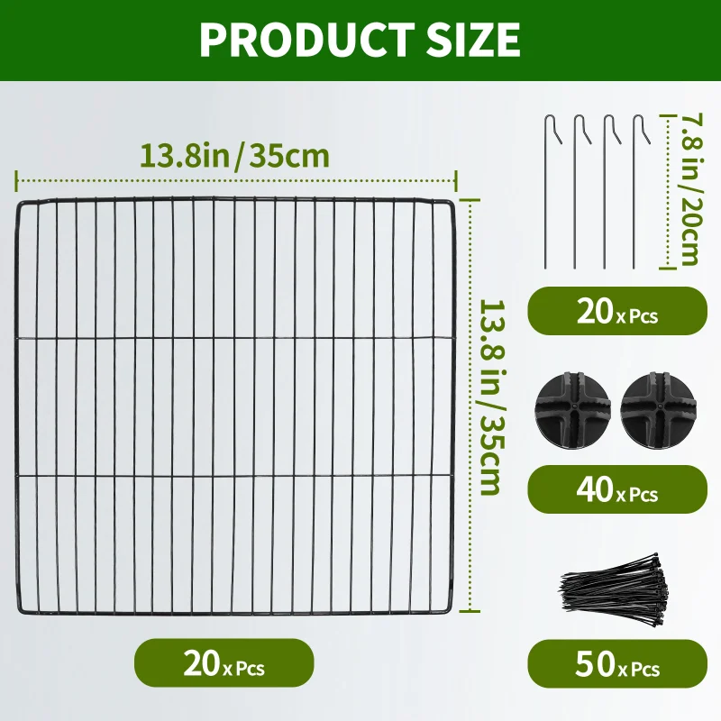 20 Piece Metal Plant Protector, DIY Metal Plant Protection Cages to Keep Animals Out, for The Garden Protection of Flowers, Saplings, Fruits Vegetables, Black