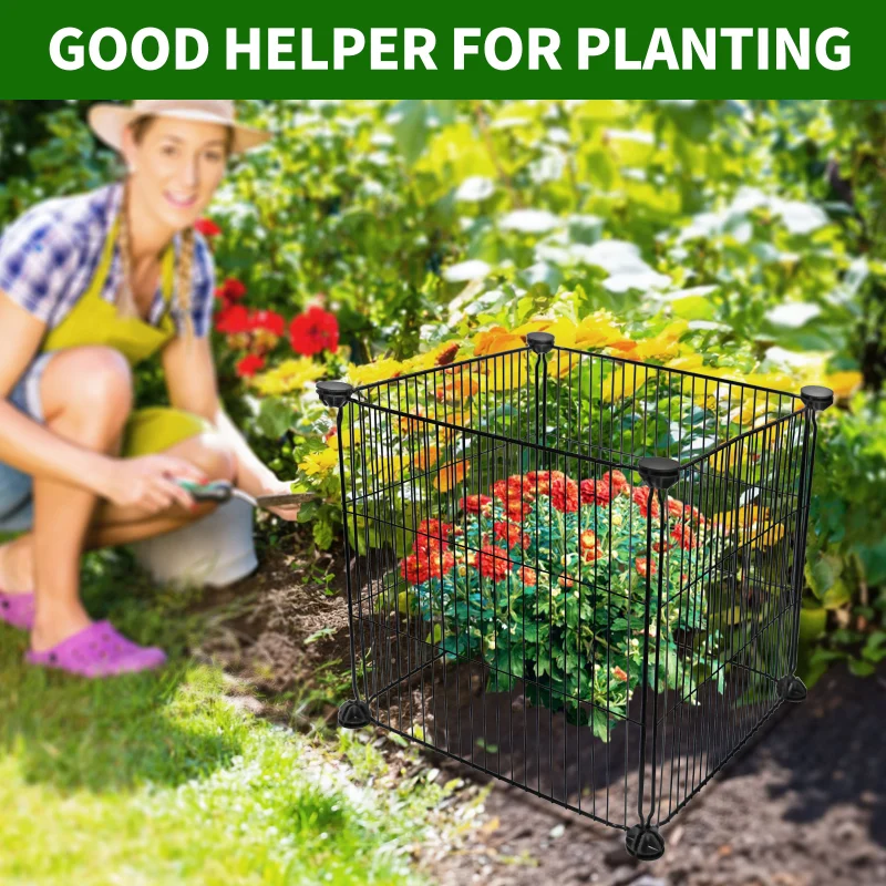 20 Piece Metal Plant Protector, DIY Metal Plant Protection Cages to Keep Animals Out, for The Garden Protection of Flowers, Saplings, Fruits Vegetables, Black