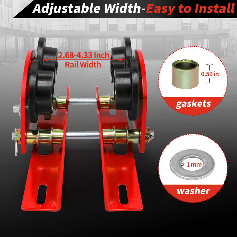 Heavy Duty I Beam Trolley 0.5 Ton Capacity with Dual Track Rollers, 2.68in to 4.33in Adjustable Flange for I-Beams, for PA200 to PA500 Push Manual Trolley Hoist
