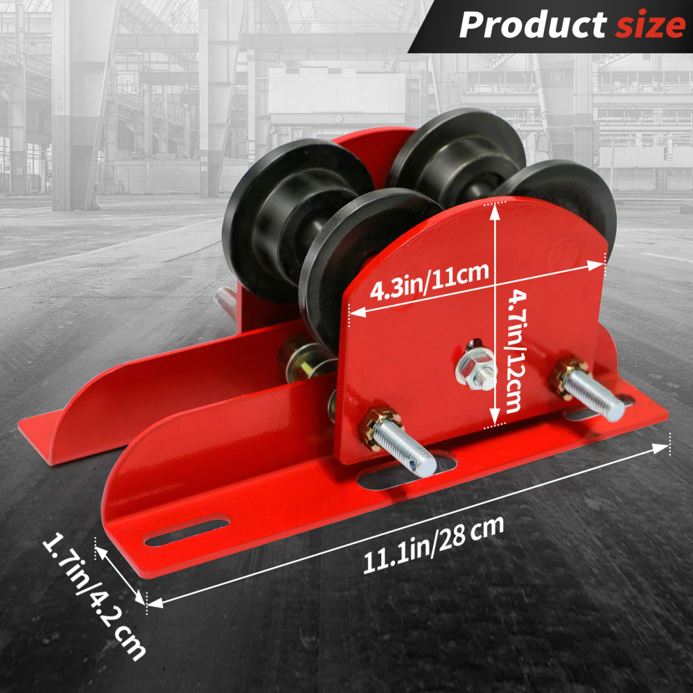 Heavy Duty I Beam Trolley 0.5 Ton Capacity with Dual Track Rollers, 2.68in to 4.33in Adjustable Flange for I-Beams, for PA200 to PA500 Push Manual Trolley Hoist