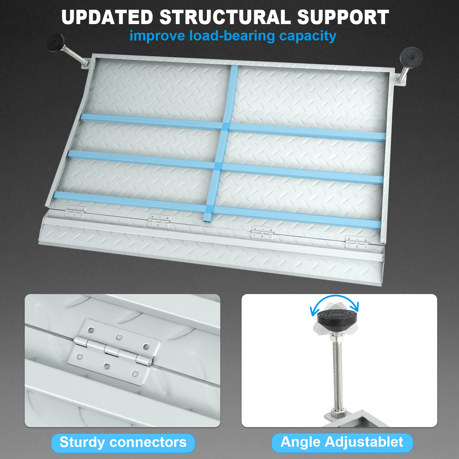 Steel Threshold Ramp, Door Ramp with Adjustable Height for 3.0" to 6.0", Doorway Threshold Ramp for Wheelchairs/Walkers/Carts/Scooters(39.4" W x 25.6" L)