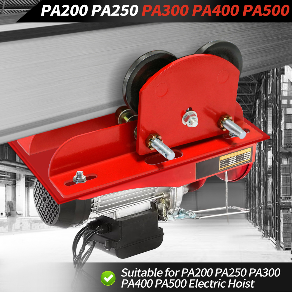 Heavy Duty I Beam Trolley 0.5 Ton Capacity with Dual Track Rollers, 2.68in to 4.33in Adjustable Flange for I-Beams, for PA200 to PA500 Push Manual Trolley Hoist