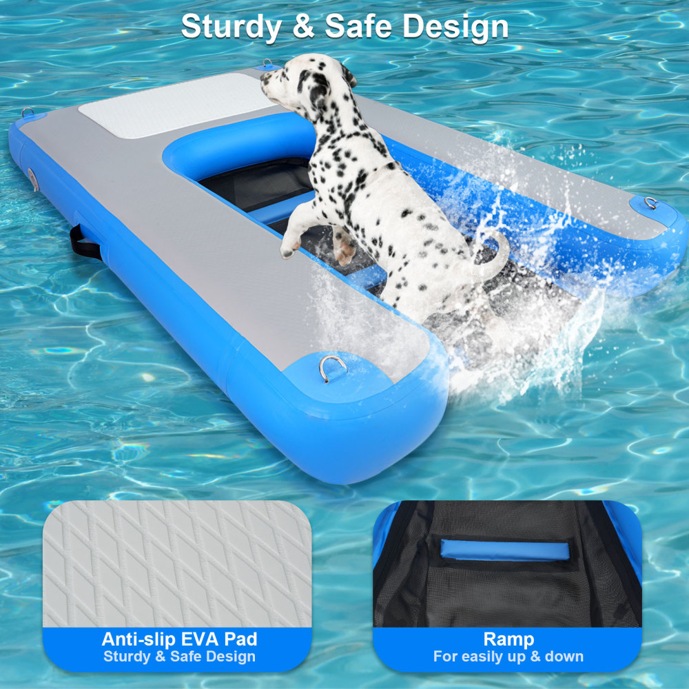 Inflatable Dog Water Ramps, Float Floating Ramps for Dog Water Ladder Steps Ramp for Pools Boats Docks, for Swimming Pets Water Bed for Human with Non-Slip Pad