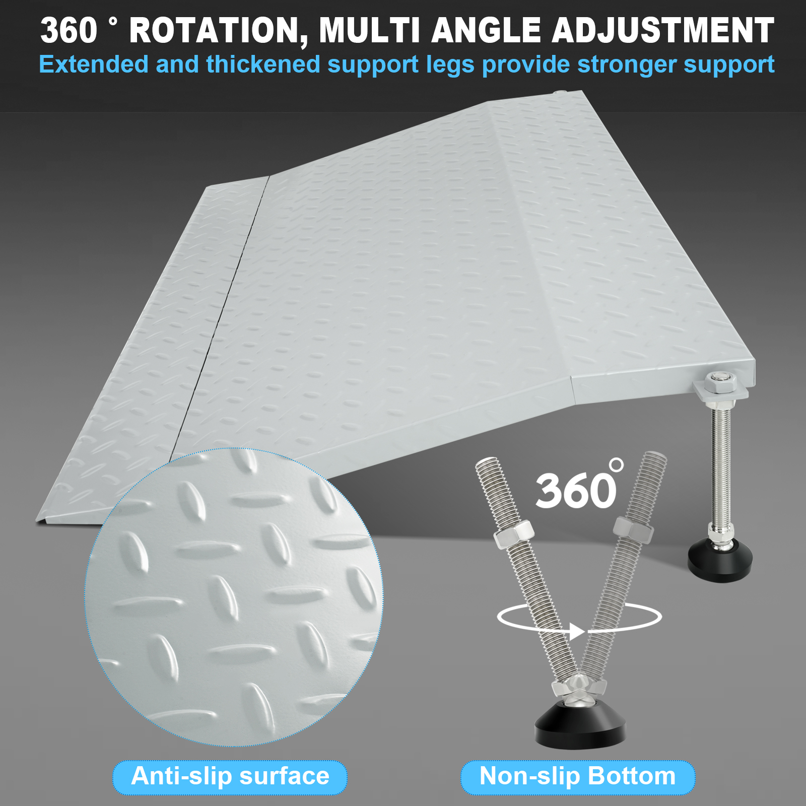 Steel Threshold Ramp, Door Ramp with Adjustable Height for 3.0" to 6.0", Doorway Threshold Ramp for Wheelchairs/Walkers/Carts/Scooters(39.4" W x 25.6" L)