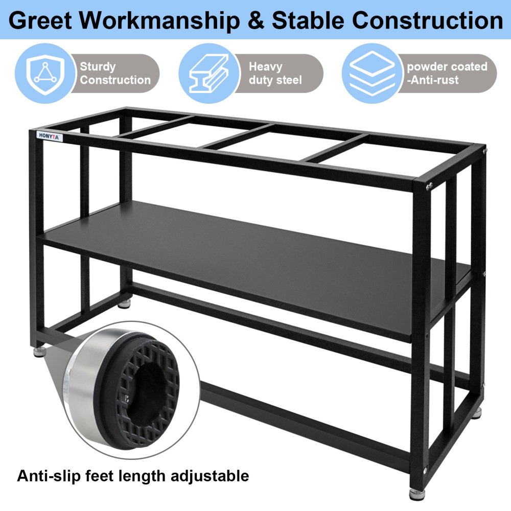 Fish Tank Stand Heavy Duty Metal Aquarium Stand 55 Gallon Tank Stand 660LBS 48.4" L x 14.17“W x 29.5”H, Double Layer for Home and Office More Storage Space, Black