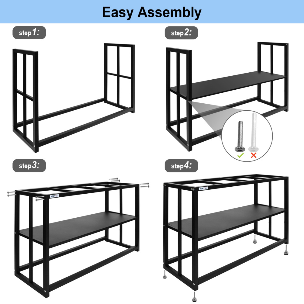 Fish Tank Stand Heavy Duty Metal Aquarium Stand 55 Gallon Tank Stand 660LBS 48.4" L x 14.17“W x 29.5”H, Double Layer for Home and Office More Storage Space, Black