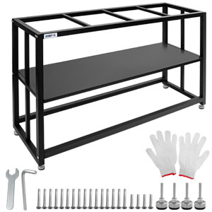 Fish Tank Stand Heavy Duty Metal Aquarium Stand 55 Gallon Tank Stand 660LBS 48.4" L x 14.17“W x 29.5”H, Double Layer for Home and Office More Storage Space, Black