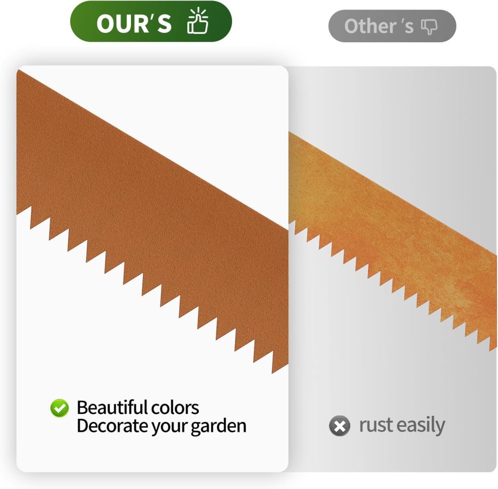 Steel Landscape Edging 6-Pack, 40"L x 6"H Strips, Steel Garden Bed Metal Borders Hammer-in Edging Border with 6 Clips, Bendable Metal Landscape Edging for Garden, Yard, Park, Lawn(Rust Brown)FREE-SHIPPING