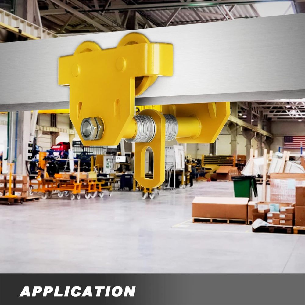 1100LBS Manual Trolley 1/2 Ton Capacity,Push Beam Trolley,I-Beam Flange Width 2.5 Inch - 3.7 Inch,Dual Wheels Hoist for Straight Curved I Beam-FREE SHIPPING