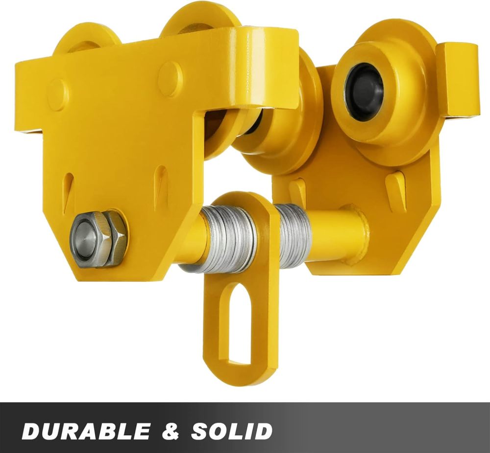 1100LBS Manual Trolley 1/2 Ton Capacity,Push Beam Trolley,I-Beam Flange Width 2.5 Inch - 3.7 Inch,Dual Wheels Hoist for Straight Curved I Beam-FREE SHIPPING