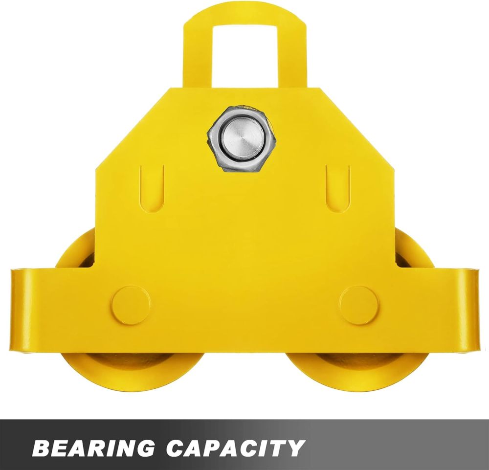 1100LBS Manual Trolley 1/2 Ton Capacity,Push Beam Trolley,I-Beam Flange Width 2.5 Inch - 3.7 Inch,Dual Wheels Hoist for Straight Curved I Beam-FREE SHIPPING