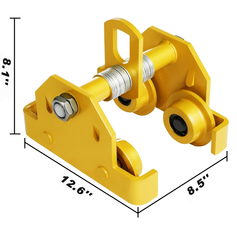 Manual Trolley, 6600LBS/3 Ton Capacity, Push Beam Trolley, Adjustable I-Beam Flange Width 3.9 Inch - 7 Inch, Dual Wheels Garage Hoist for Straight & Curved I Beam-FREE SHIPPING