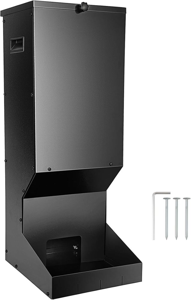 Hanging Deer Feeder Box 11 Gallons, Heavy Duty Feeding Stations with Waterproof Cover, Automatic Deer Feeding Dispensers, Field and Farm Use （FREE SHIPPING）
