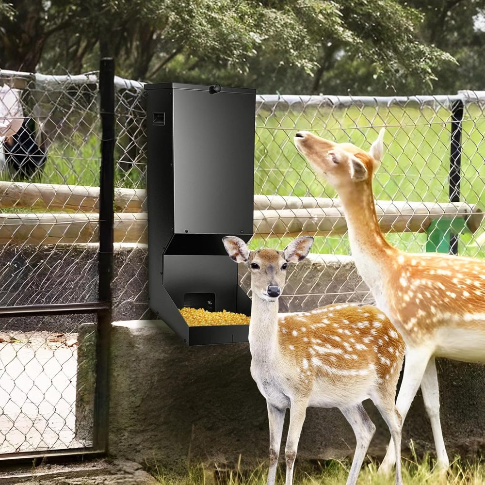 Hanging Deer Feeder Box 11 Gallons, Heavy Duty Feeding Stations with Waterproof Cover, Automatic Deer Feeding Dispensers, Field and Farm Use （FREE SHIPPING）