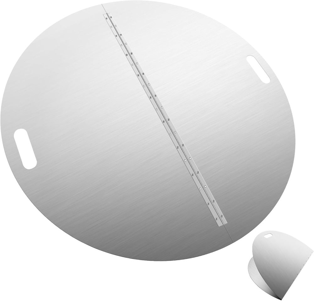 Fire Pit Lid Round, 40Inch Fire Pit Lid, 304 Stainless Steel Foldable Fire Pit Cover, Edge Built-in Handle Design, Suitable for Any Round Patio Fire Pits-FREE SHIPPING