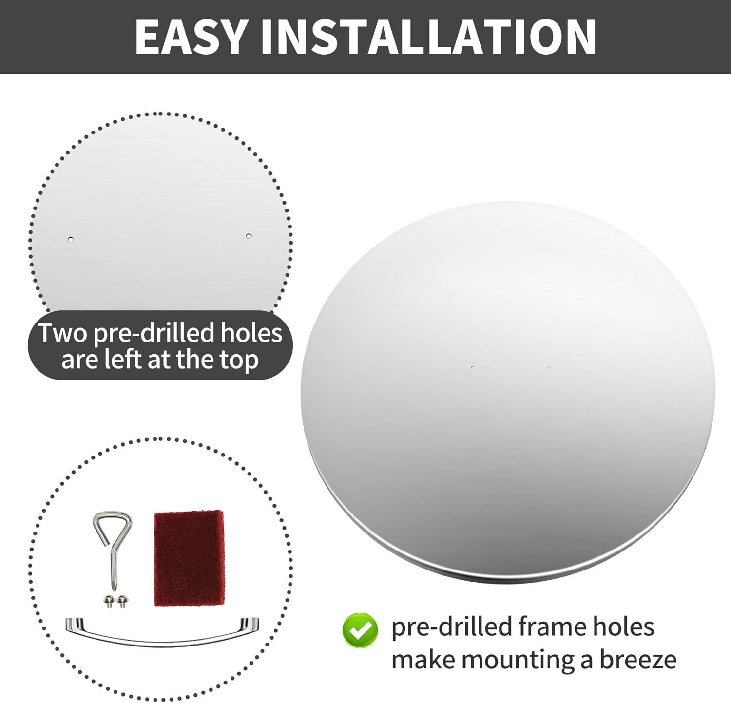 Fire Pit Lid Round, 22'' Fire Pit Lid, 304 Stainless Steel Fire Pit Cover, Fits 18" and 19" Round Drop in Fire Pit Pan-FREE SHIPPING