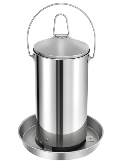 Automatic Chicken Feeder 3KG/6.6lbs, 4KG/8.8lbs, 8KG/17.6lbs, Stainless Steel Poultry Feeder, Heavy Duty Thickness 0.035 in / 0.9 mm, with Handle, Top Filled, Durable and Rust Resistant-Free Shipping