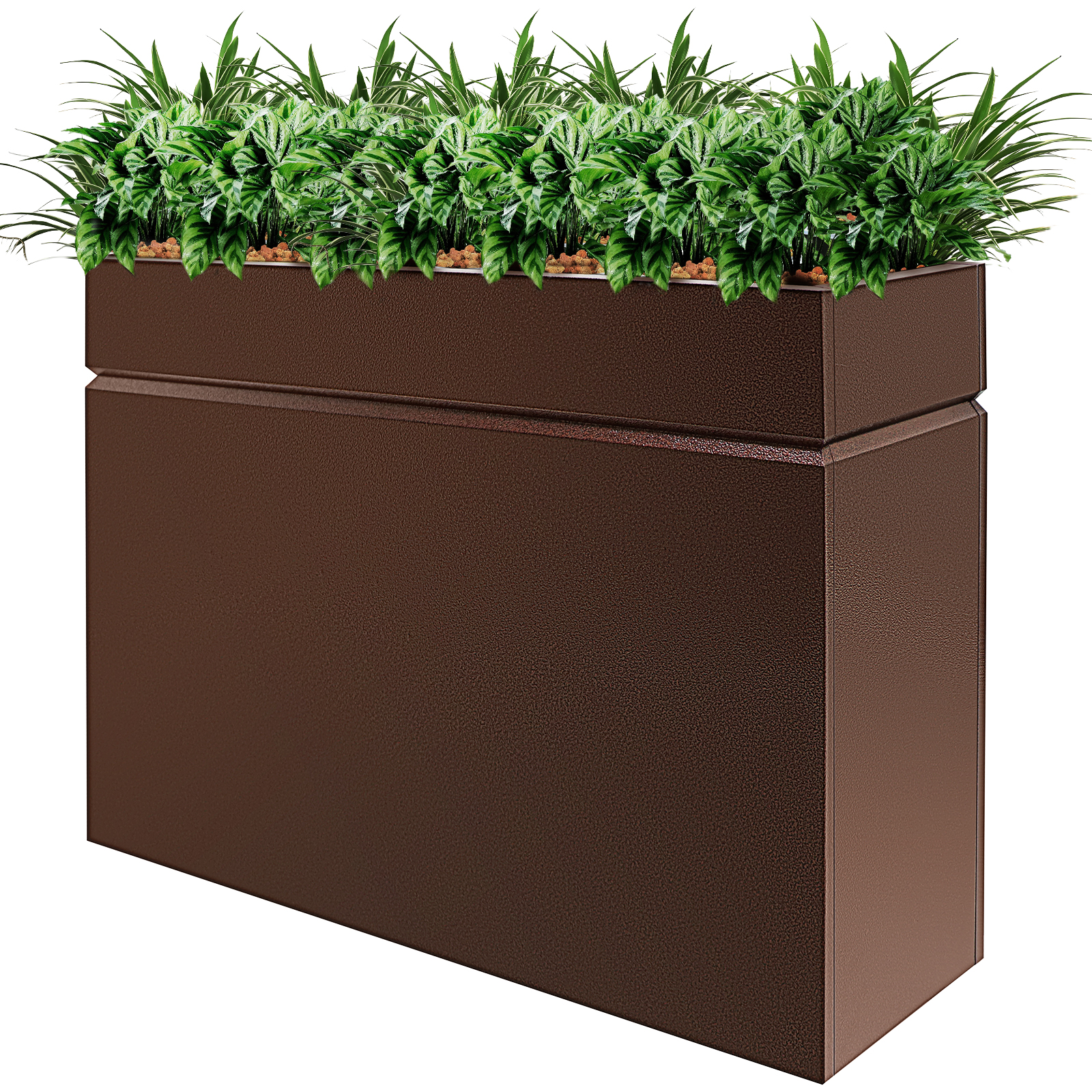 Metal Rectangular Planter Box, Powder Coating Steel Large Planters 35" L x  9" W x 26" H with Drainage Hole, Indoor Outdoor All-Weather Use for Home,  Porch, Patio, Garden(Black/Bronze)-FREE SHIPPING