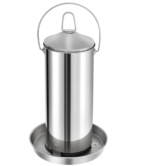 Automatic Chicken Feeder 3KG/6.6lbs, 4KG/8.8lbs, 8KG/17.6lbs, Stainless Steel Poultry Feeder, Heavy Duty Thickness 0.035 in / 0.9 mm, with Handle, Top Filled, Durable and Rust Resistant-Free Shipping