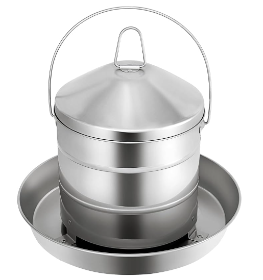 Automatic Chicken Feeder 3KG/6.6lbs, 4KG/8.8lbs, 8KG/17.6lbs, Stainless Steel Poultry Feeder, Heavy Duty Thickness 0.035 in / 0.9 mm, with Handle, Top Filled, Durable and Rust Resistant-Free Shipping