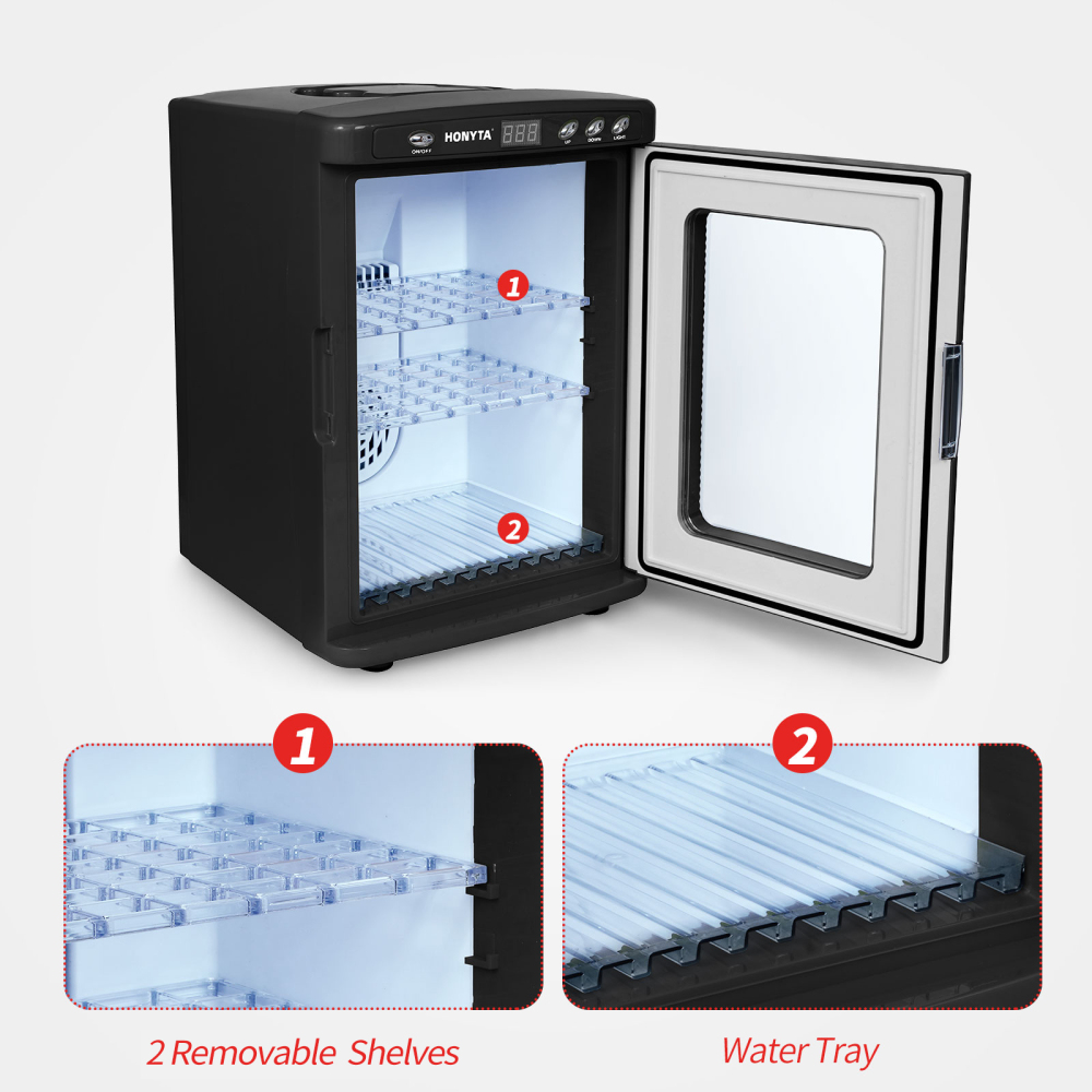 HONYTA (Black)  Egg Hatching Incubator, 25L Portable Reptile Scientific Lab Incubator with 5°C-60°C, 12V/110V Heating and Cooling for Small Reptiles Egg  Incubator,