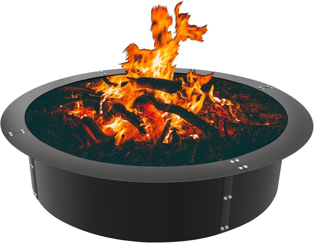 HONYTA Fire Pit Ring 36-Inch Outer/30-Inch Inner Diameter Fire Pit Insert 2.0mm Thick Heavy Duty Solid Steel Liner DIY Campfire Ring Above or In-Ground for Outdoor-FREE SHIPPING