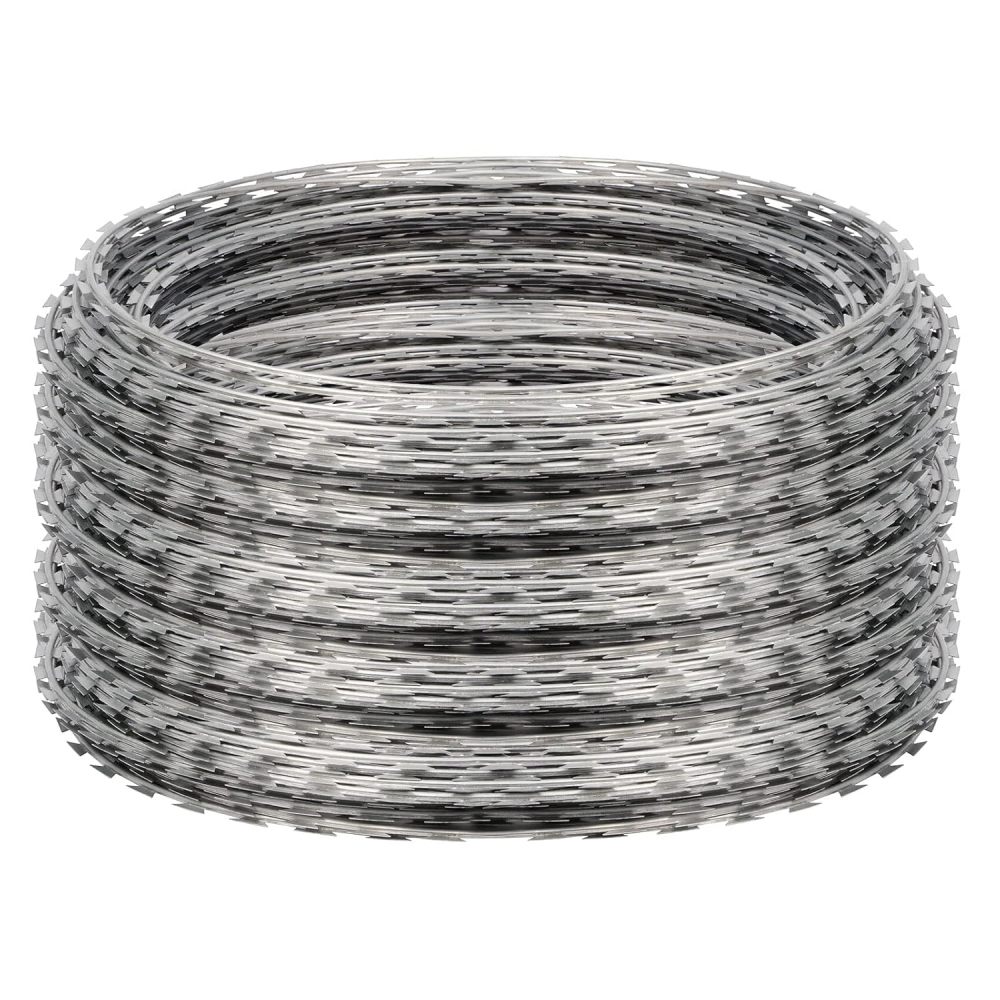 HONYTA  Razor Wire Galvanized Barbed Rope, 98 Feet Razor Ribbon Barbed Wire, Useful Protection for Fence, Wall, Garden, Factory-FREE SHIPPING