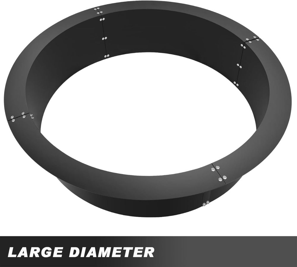 HONYTA Fire Pit Ring 36-Inch Outer/30-Inch Inner Diameter Fire Pit Insert 2.0mm Thick Heavy Duty Solid Steel Liner DIY Campfire Ring Above or In-Ground for Outdoor-FREE SHIPPING