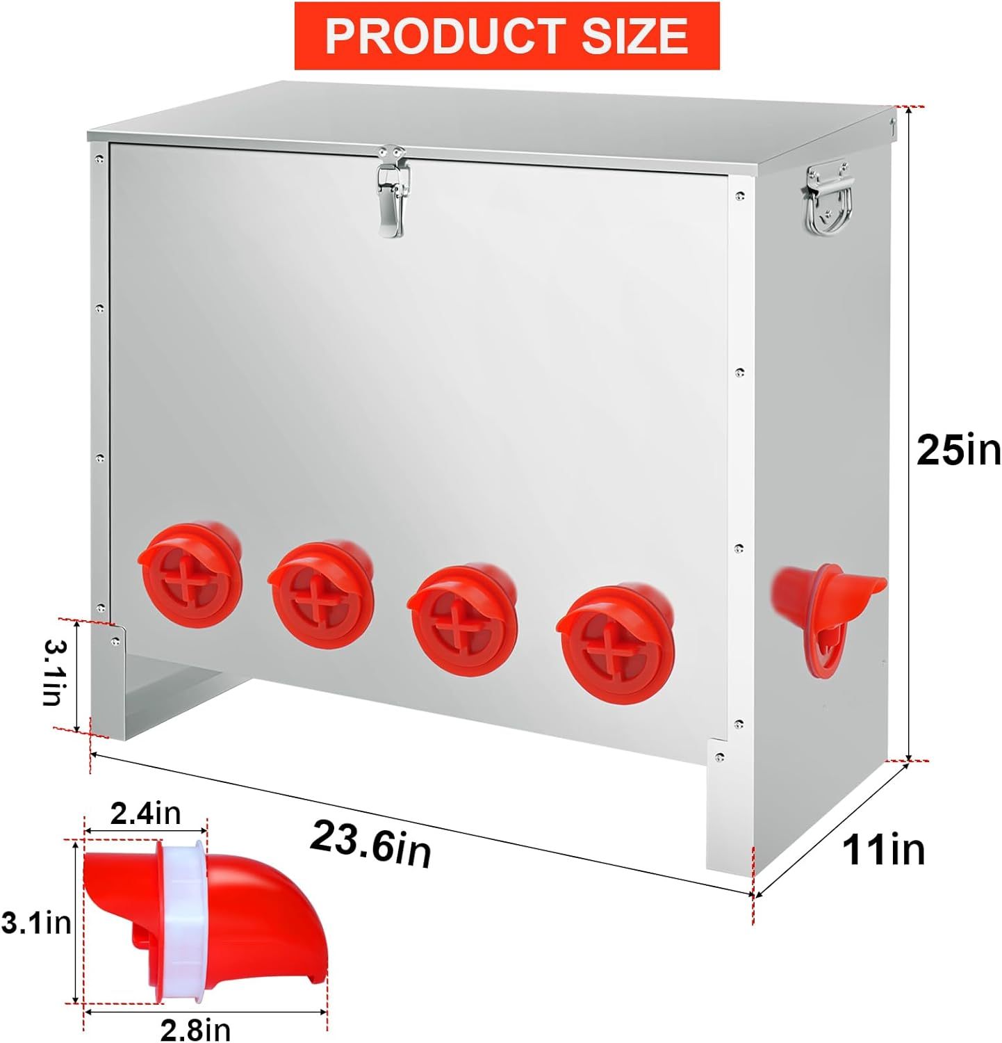 HONYTA 85lbs Automatic Chicken Feeder Large Capacity, 6-10Port Galvanized Metal Poultry Feeder for Chickens, Geese, Ducks, Turkeys, Quails(FREE SHIPPING))