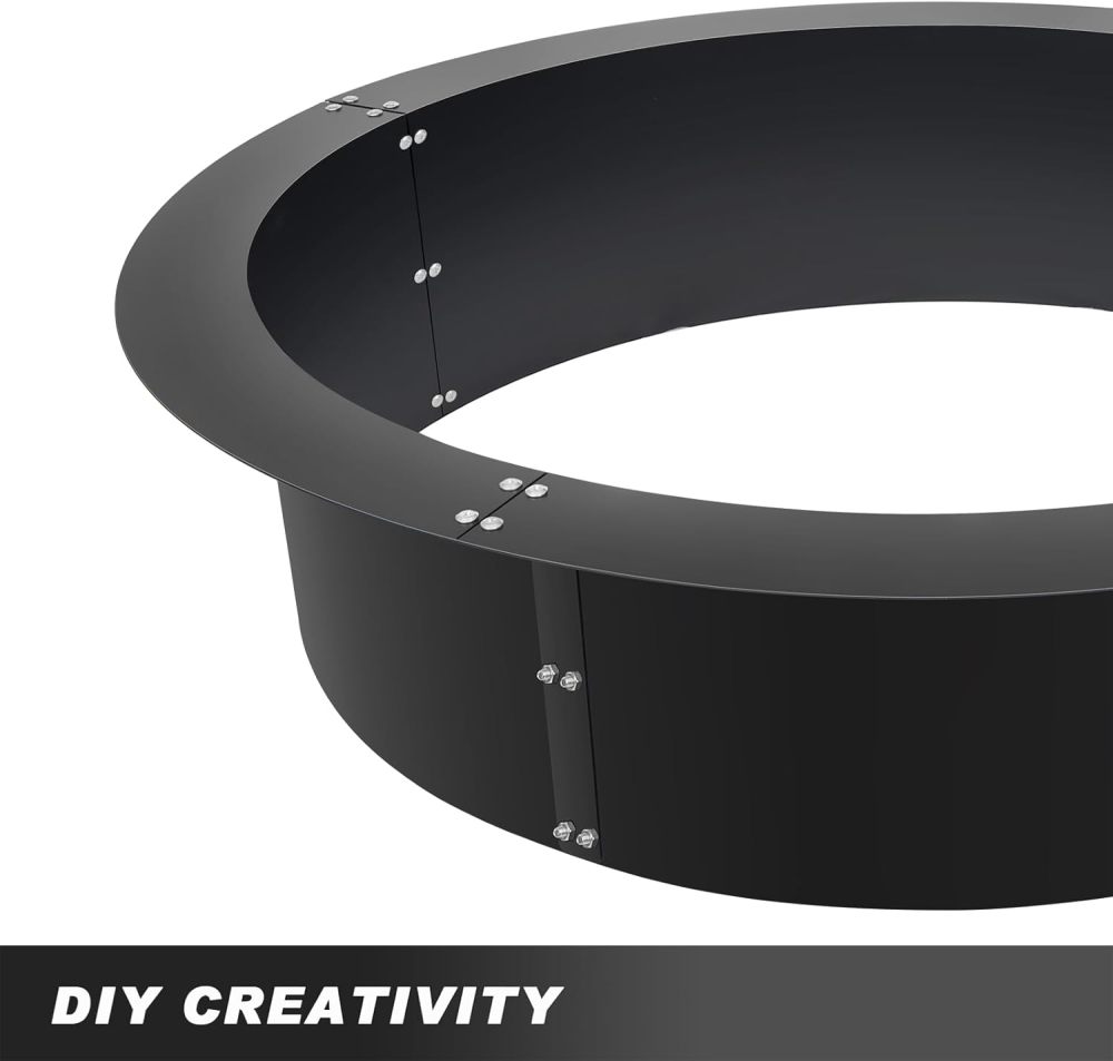 HONYTA Fire Pit Ring 36-Inch Outer/30-Inch Inner Diameter Fire Pit Insert 2.0mm Thick Heavy Duty Solid Steel Liner DIY Campfire Ring Above or In-Ground for Outdoor-FREE SHIPPING