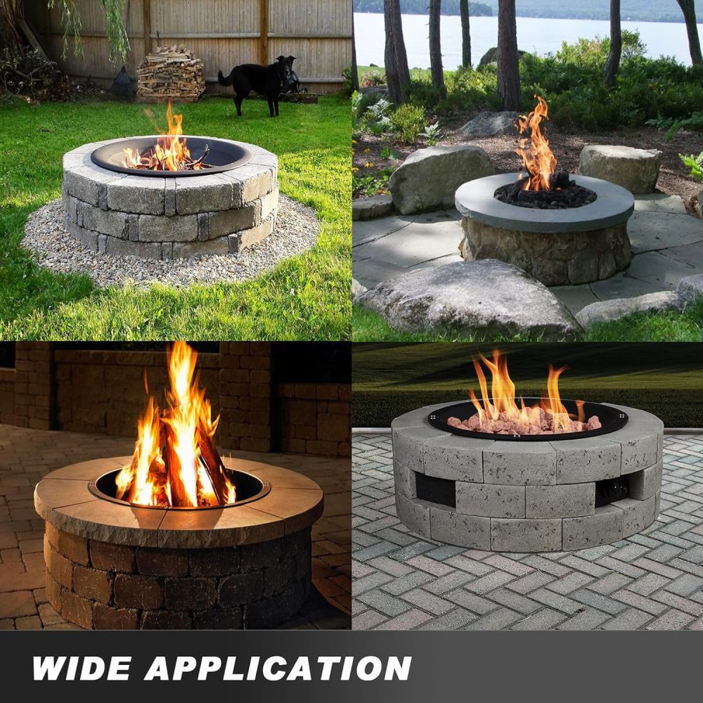 HONYTA Fire Pit Ring 36-Inch Outer/30-Inch Inner Diameter Fire Pit Insert 2.0mm Thick Heavy Duty Solid Steel Liner DIY Campfire Ring Above or In-Ground for Outdoor-FREE SHIPPING