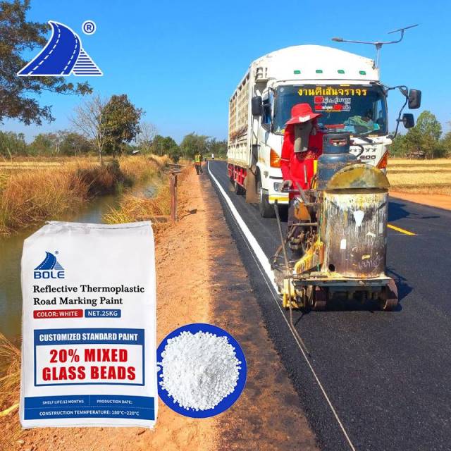 20% Mixed Glass Beads Thermoplastic Road Marking Paint – High-performance road marking solution for enhanced durability and reflectivity, ideal for highways, urban roads, and airport runways.