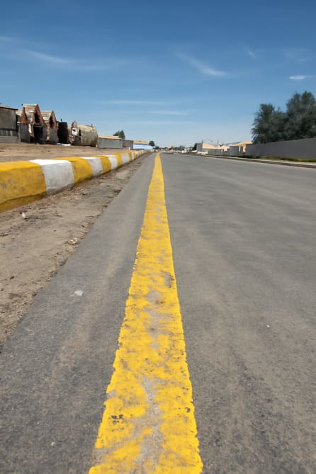 Peinture routière thermoplastique après trois ans