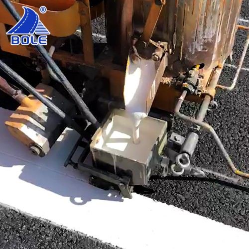 Bole white thermoplastic road marking paint under construction