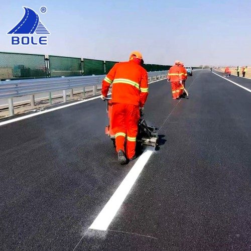 White thermoplastic road markings