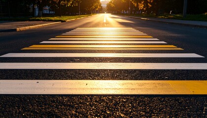Zebra crossing painted with thermoplastic road marking paint