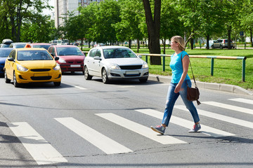 Zebra crossing painted with thermoplastic road marking paint
