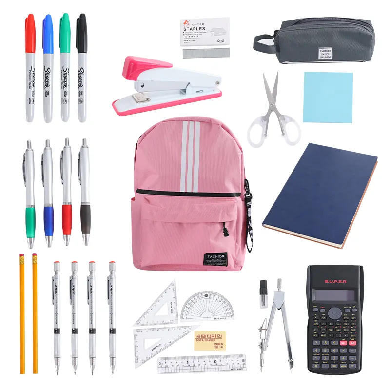 Back to School Pink Kit Great Bundle Includes Several Essentials School Supplies Stationery Set for Girls