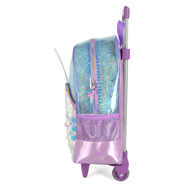 Custom Wonderful Beauty Wing Design Cartoon Kids Girls Children Wheeled Backpack School Trolley Bags