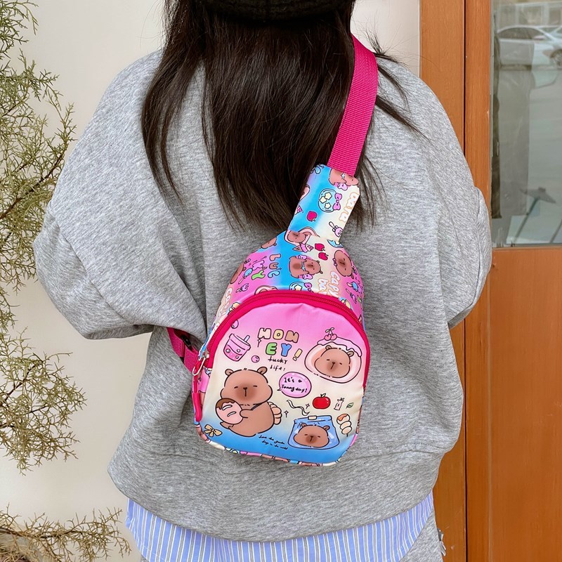 Hot Fashion Bags Cartoon Lovely Capybara Crossbody Bags Waterproof Chest Pack Anti-thief Travel Shopping Bags for Children