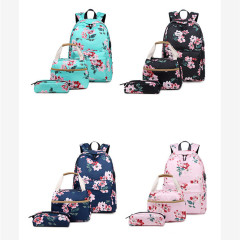 Personalised School Bags with Lunch Box Black Flower Backpack Bulk Character Satchel