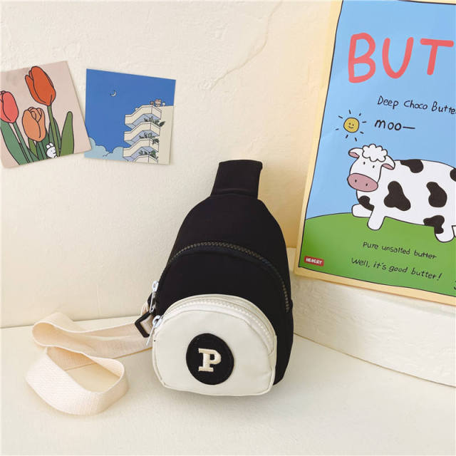 Hot Children's Casual Nylon Zipper Crossbody Bags Boys and Girls Embroidered Letter Shoulder Chest Bag