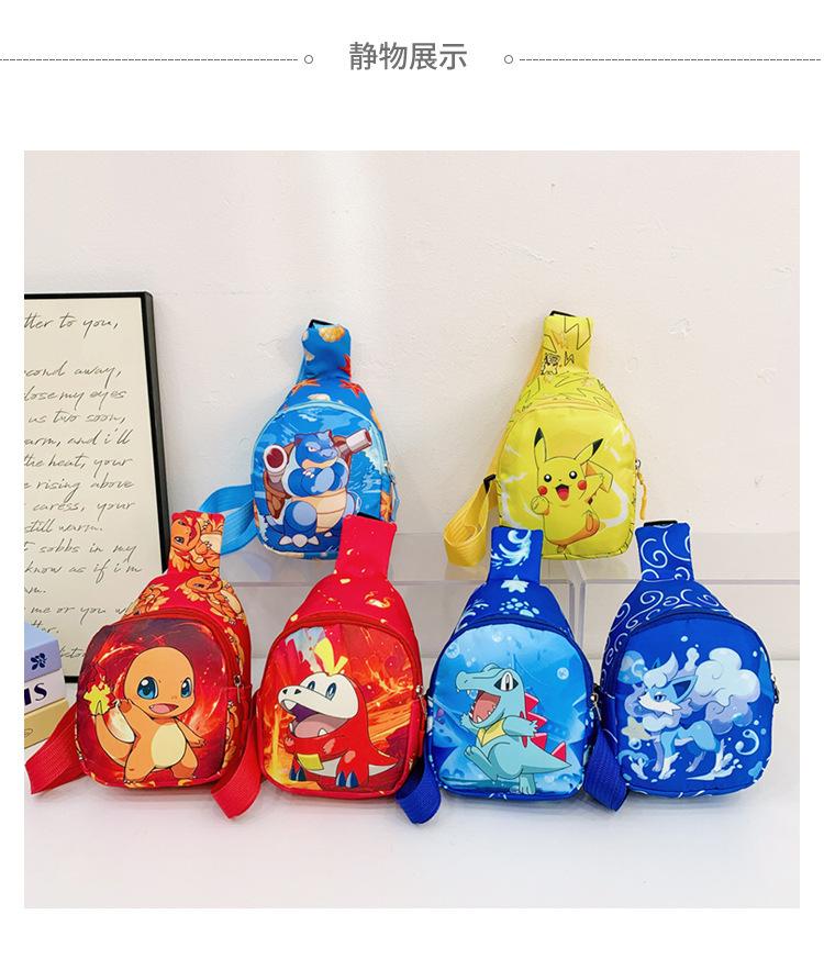 Hot Children Chest Pack Cartoon Anime Cute Poke Mon Pikachu Charmander Messenger Bags Waterproof Travel Crossbody Bags