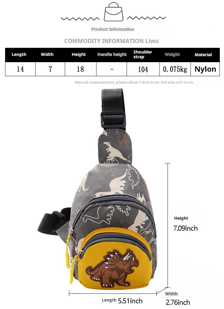 Hot New Arrivals Children's Waist Bag Boy Dinosaur Messenger Fashion Coin Purse Kids' Chest Bags