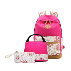 New 3pcs/Set Girl Backpack Custom Print Leisure Canvas Schoolbag Travel Backpack with Usb Charging